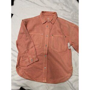 NWT - GAP Kids XL Coral Denim Snap-Front Long Sleeve Shirt | Girls Size XL (12)
